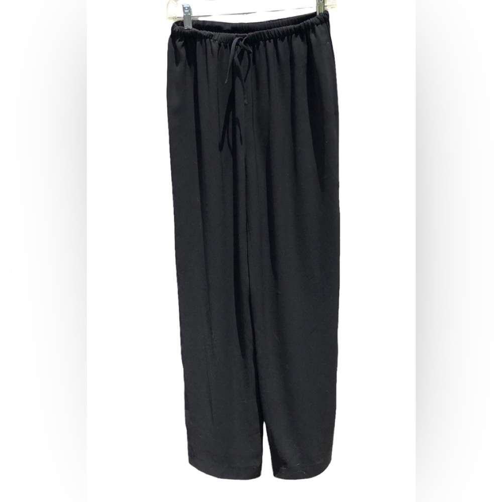 Vintage EMANUEL UNGARO Liberte Black Flowy Crepe Wide Leg 90s Pants Size XS